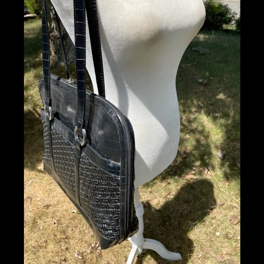 Coldwater Creek’s Black Faux Gator Embossed & Woven Laptop Bag